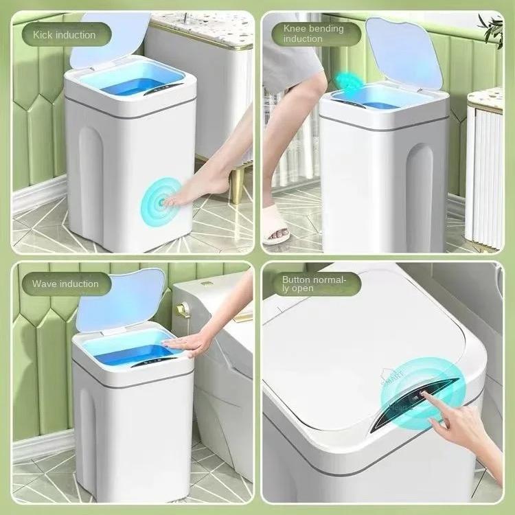 Автоматическая сенсорная мусорная корзина, электрическая водонепроницаемая мусорная корзина, 12 л, умная индукционная корзина для мусора для кухни, ванной комнаты