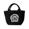 Cat Dayan Tote Bag Thick Canvas Pipe Handle Cat Cat Ladies Walking Tote Lunch Tote Bento Tote Cotton Black [Wachifield] WTKE-01B