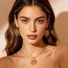 Gold Hollow Spiral Sun Pendant Earrings & Necklace Set for Women - Light Luxury & Unique Design