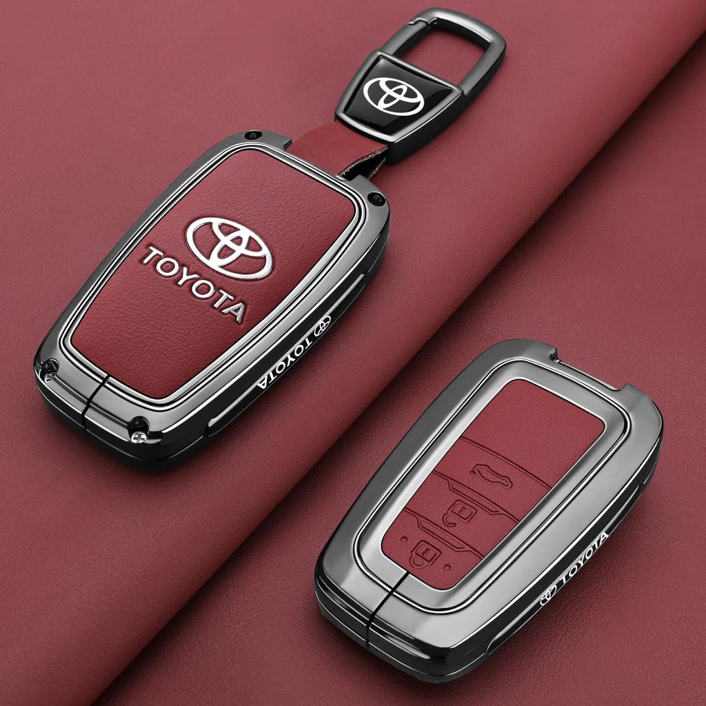 Кожаный чехол для автомобильного ключа из цинкового сплава для Toyota Corolla Hybrid 2021 Rav4 Land Cruiser Prado Camry Highlander Prius C-HR 2018+