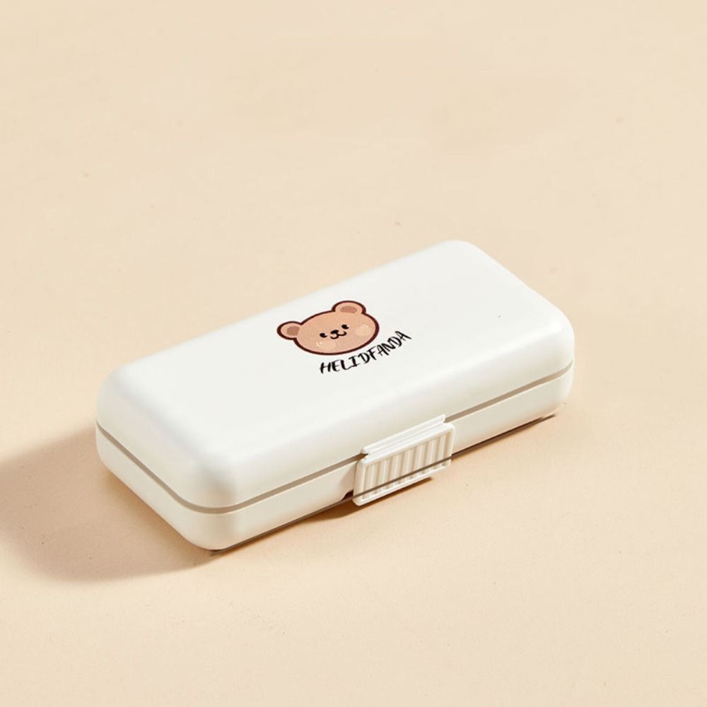 Cute Plastic Pill Organizer Sealed Double Layer Pill Storage Box Moistureproof Health Care Medicine Box