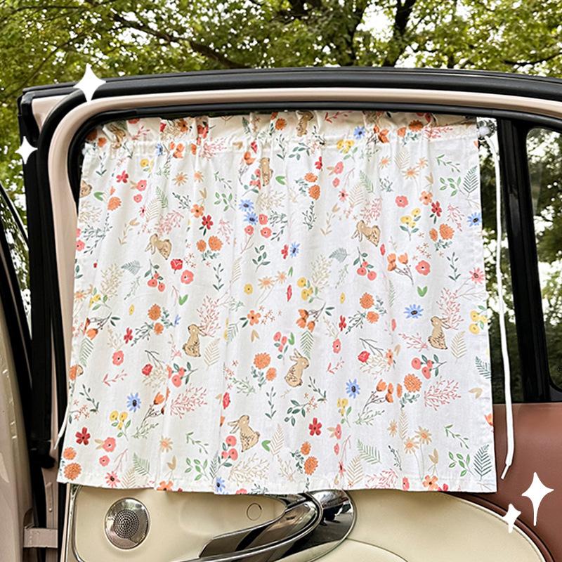 Car curtains sunshade baby small floral car sunshade sunscreen privacy curtain suction cup sunshade