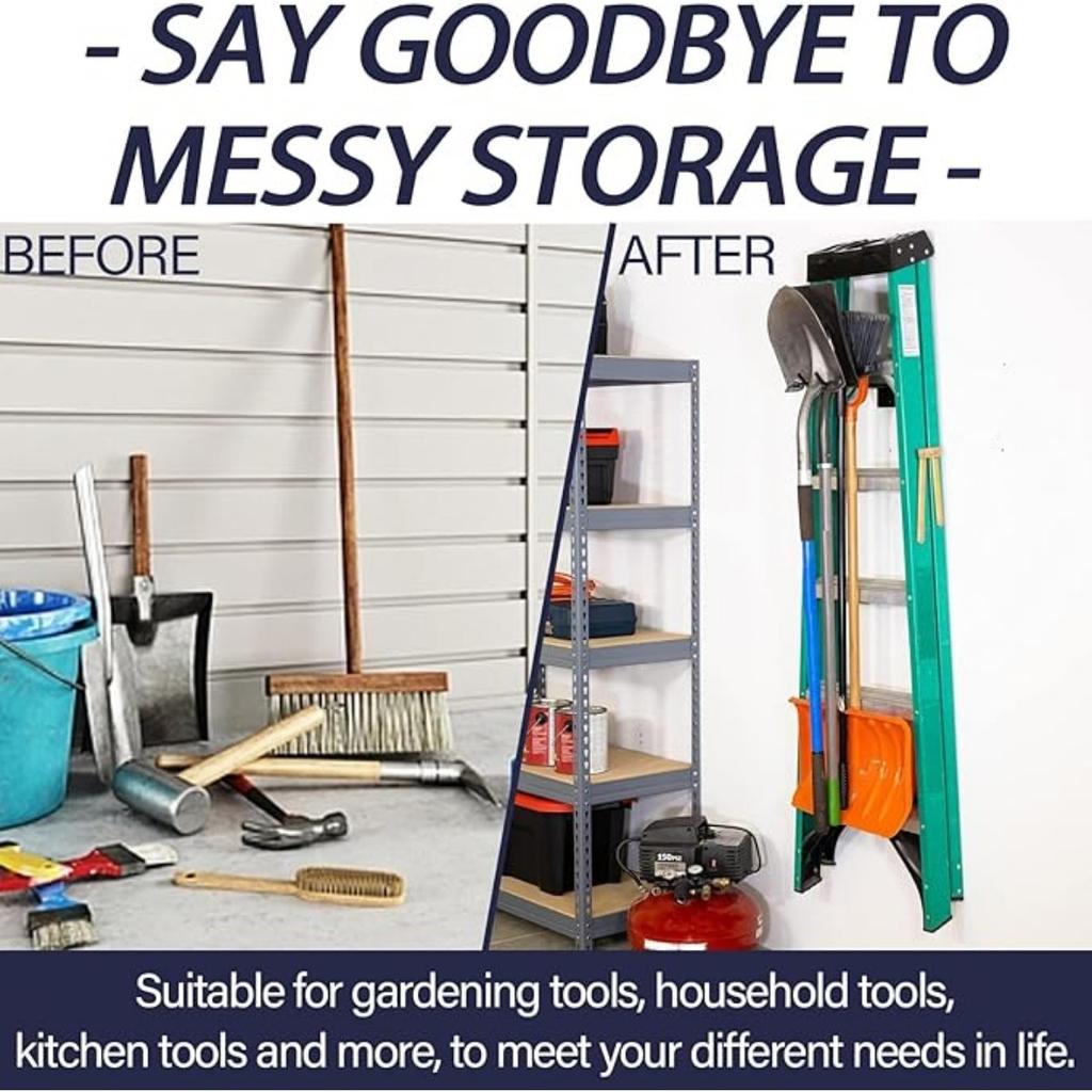 Metal Wall Mount Garage Hooks for Garden Tools, Chairs, Hoses, Bulk Items, Ropes, Hovels, Rakes, Brooms, Mop, Spade Garage Space Saving Storage,2pcs