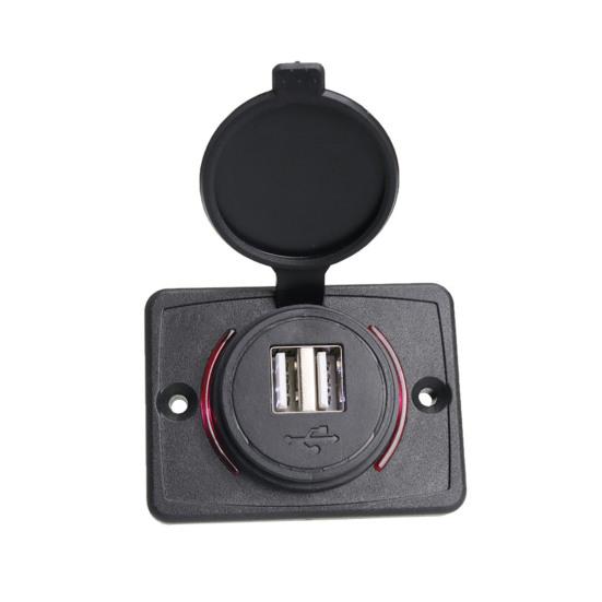 Автомобильное зарядное устройство с двумя портами и откидной крышкой, быстрая зарядка USB-зарядным устройством для автофургонов, телефонов, планшетов, лодок, квадроциклов, универсальная зарядная станция для транспортных средств на 12–24 В