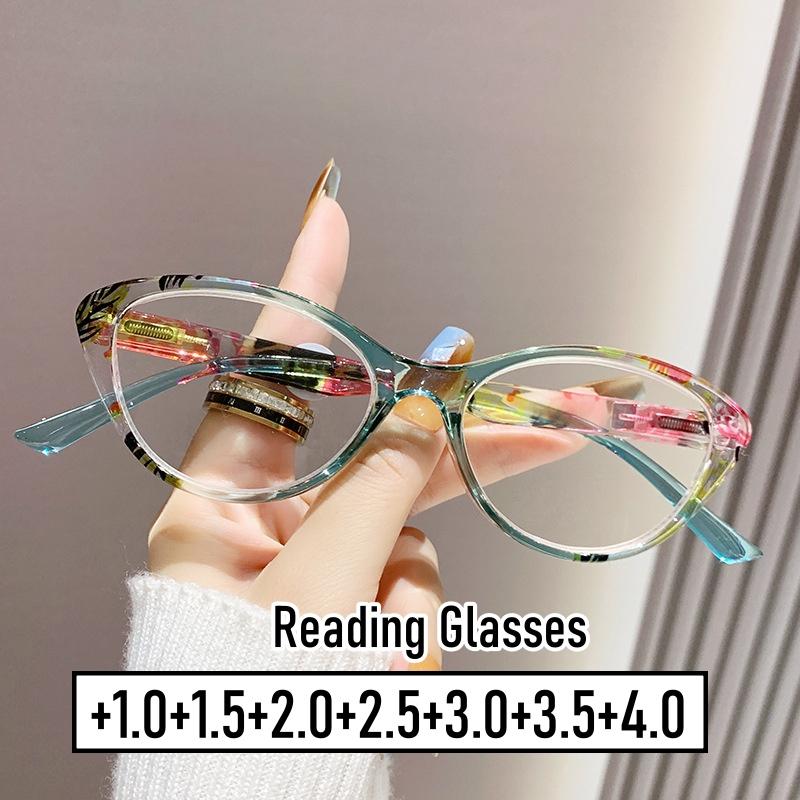 Мужские и женские модные очки для чтения с принтом флоры, новые модные очки унисекс, блокирующие синий свет, очки кошачий глаз, дальнозоркость, пресбиопия