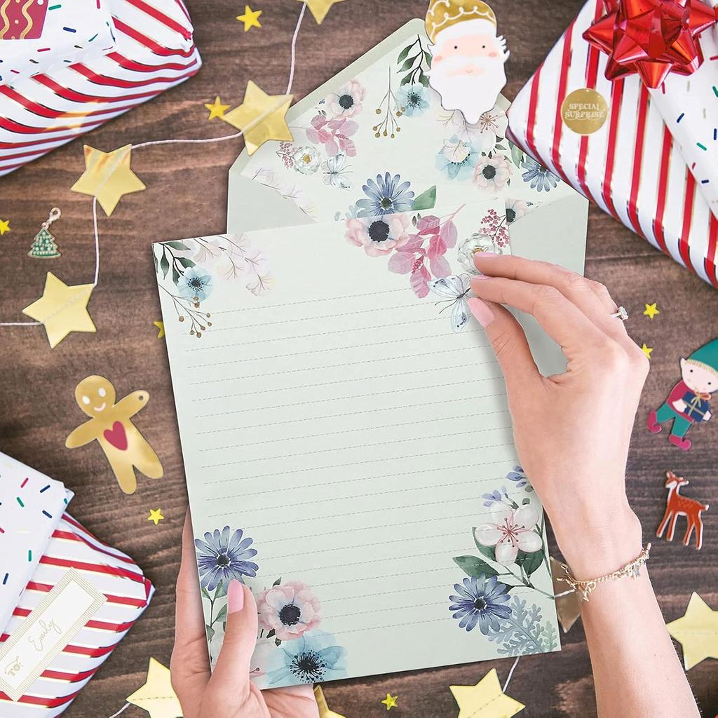 Набор стационарной бумаги и конвертов SCStyle Содержит 48 Листов Письменной Бумаги 5.9x7.7 Дюйма + 24 Шт. Милых Конвертов A6 4x6 Дюймов на Водной Основе