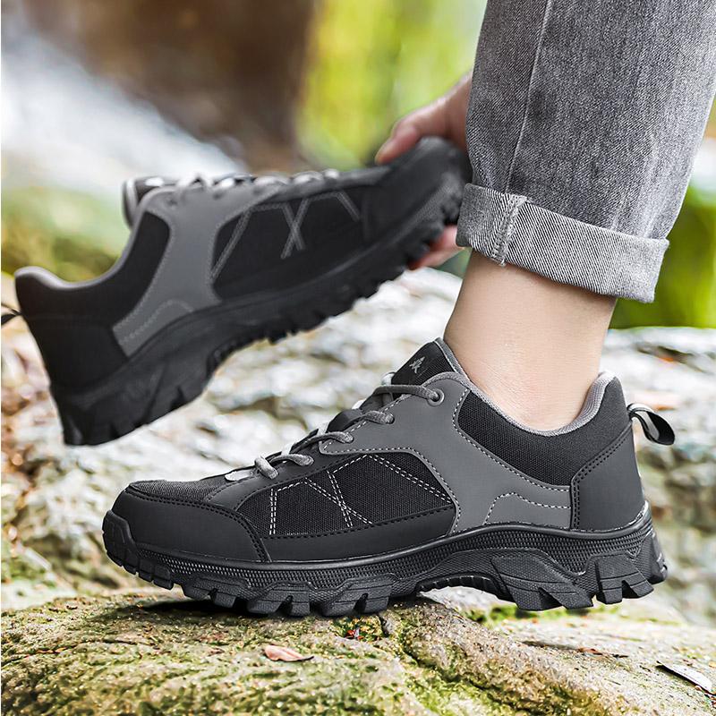 Men's New Leather Waterproof Non-slip Leisure Outdoor Shoes 46 47 Large Size Shock Absorption Mountain Hiking Shoes