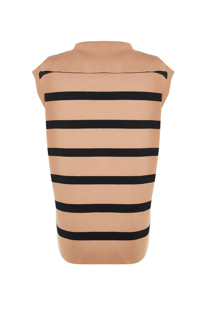 Женский модный стильный свитер в хиджабе, черный трикотаж в полоску с матросским воротником