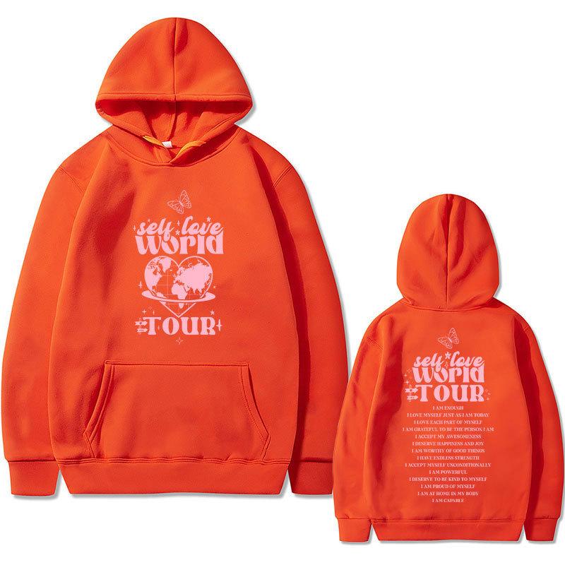 Sely Love World Tour Double Sided Print Hoodie Male Casual