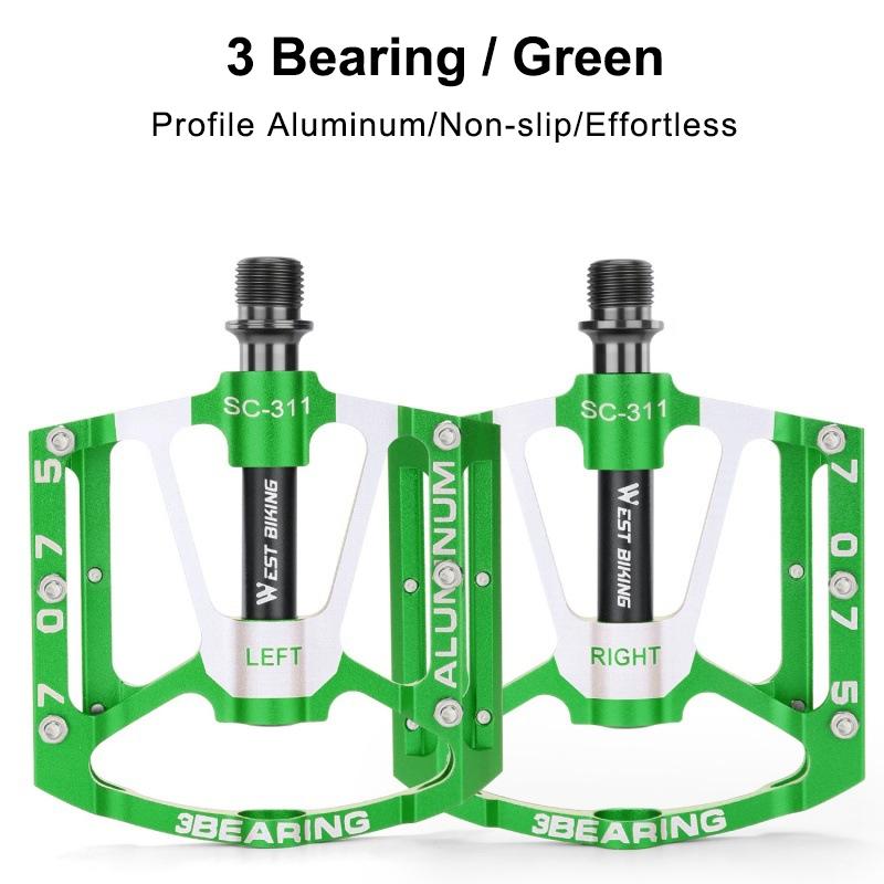 WEST BIKING Профессиональные Велосипедные Педали 280 г Легкие CNC Алюминий 3 Подшипника Молибденовая Сталь Расширенные Велосипедные Компоненты
