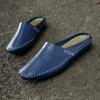 Дышащие мужские полутапочки из натуральной кожи Мужская обувь Muller Летние мужские удобные туфли на плоской подошве Ленивые мокасины Мягкая повседневная обувь ручной работы