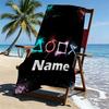 Custom Name Personalized Game on Print Beach Towel, for Trip Camping Beach Party Home Decor, Birthday Gift for Family & Friends