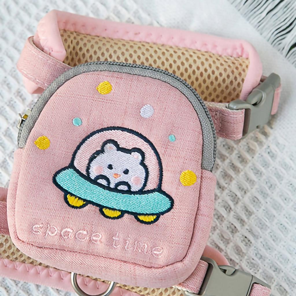 Pet Backpack Harness Adjustable Outdoor Cat Saddle Bags with  Leash for Small Pets Cats Dogs