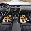 Комплект всесезонных автомобильных ковриков, 4 шт. | Прочный дизайн с принтом «Корова и подсолнух», Желтый, деревенский стиль фермерского дома, Полный комплект с ковриком водителя