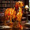 Dog Table Lamp Stained Glass Style Resin Greyhound Night Light 3D Animal-Themed LED Bedside Lamp for Kids' Room Bedroom Decor Dog Lovers Gift
