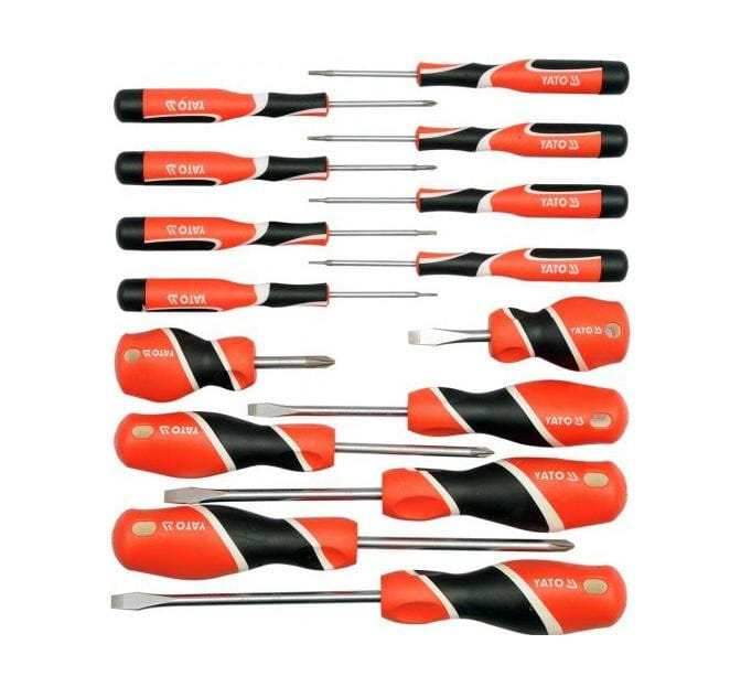 Yato Screwdrivers Set 15 Pcs. Flat / Cross / Torx, S2 58 Hrc 25981