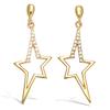 [K9515] - Gold Plated Earrings 'Stars' White Gold - 35x12 Mm