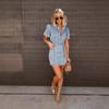 Loose Fashion Sexy Denim Short Sleeve Dress European and American Leisure Women Clothes