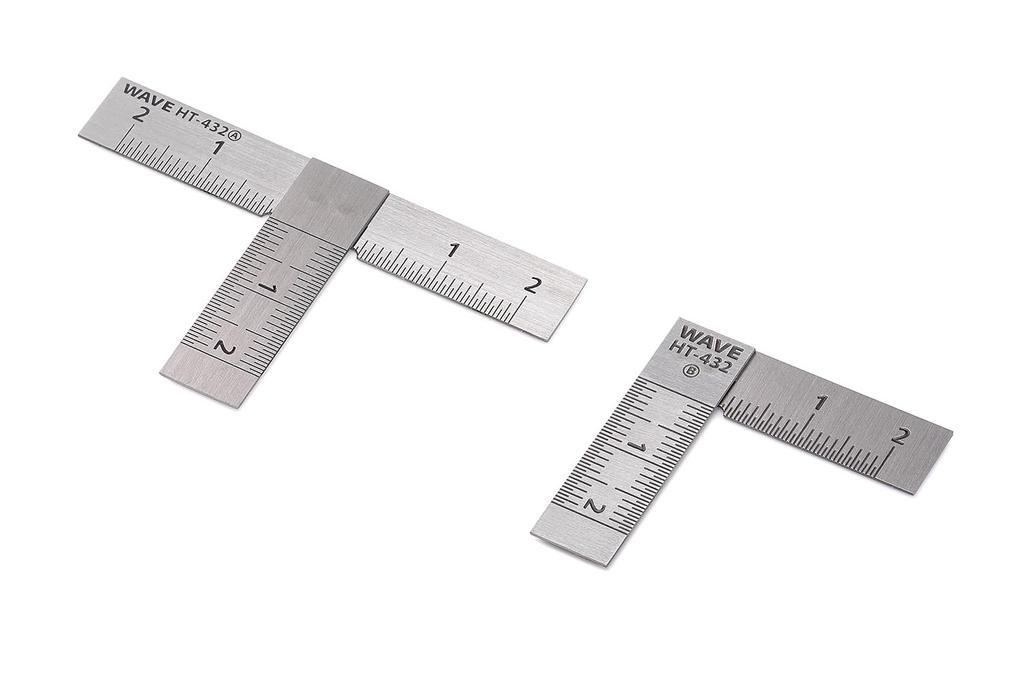 Wave Hobby Tool Series HG Stainless Steel Short Set of Plastic Model T-Ruler, Type, 2, 90°, Tool, HT-432