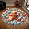1Pcs Christmas Gingerbread Pattern Round Area Rug Indoor Non-Slip Washable Fiber Carpet Soft Comfortable Mat For Bedroom Living Room
