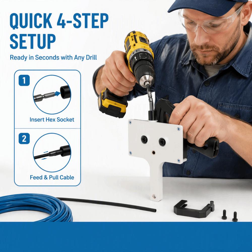 Black Threading Machine Time-Saving Cable Pulling Tool Electric Wire Puller Hidden Pipe Wiring