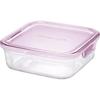 Iwaki Heat-Resistant Glass Storage Container, Pink, Square, Medium, 800ml, Pack & Microwave, KC3247N-P