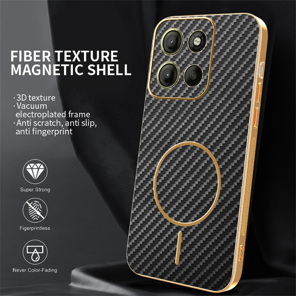 For Motorola Moto G15 4G/G15 Power 4G Phone Case Carbon Fiber Textured Electroplated TPU Back Cover
