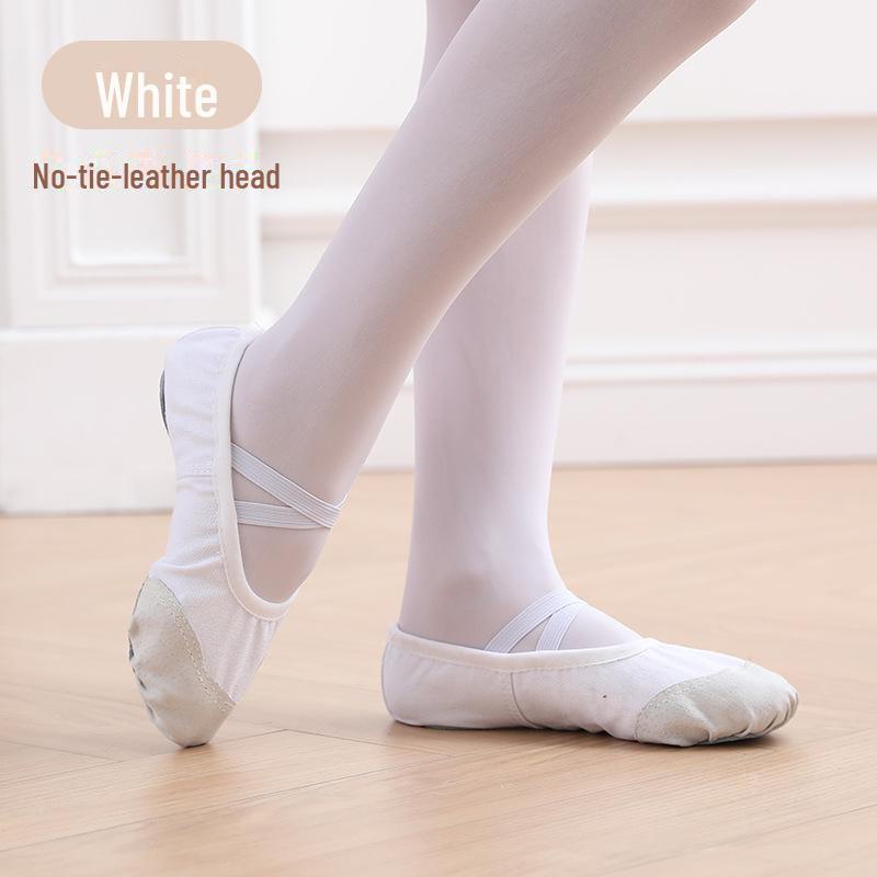 Girls' Soft Sole Ballet Shoes - Leather Dance Training Shoes for Kids & Adults