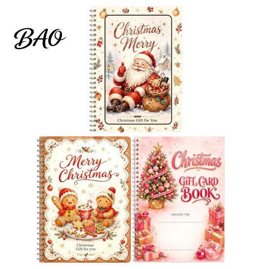 Interactive Holiday Surprise Card DIY Spiral Bound Christmas Gift Book, 5x7 Booklet, Organizer 10 Pages Merry Cards, Gifts for Family, Friends,