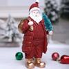 Christmas Santa Claus Figurine Miniature Resin Santa Ornament with Gift Bag for Holiday Indoor Home Tabletop Decor