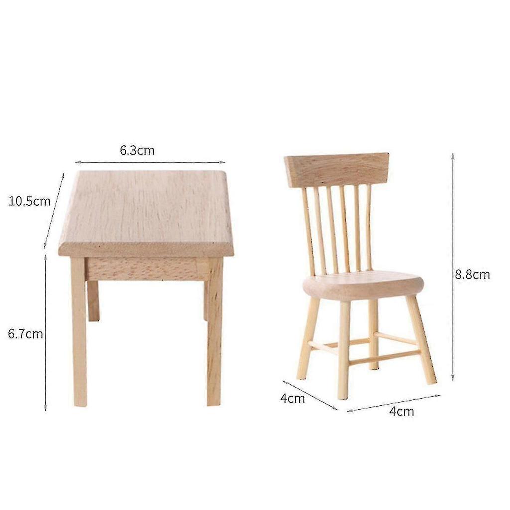Dolls House Miniature 1:12 Scale Wood Bedroom Furniture Set Suite Table Chairs