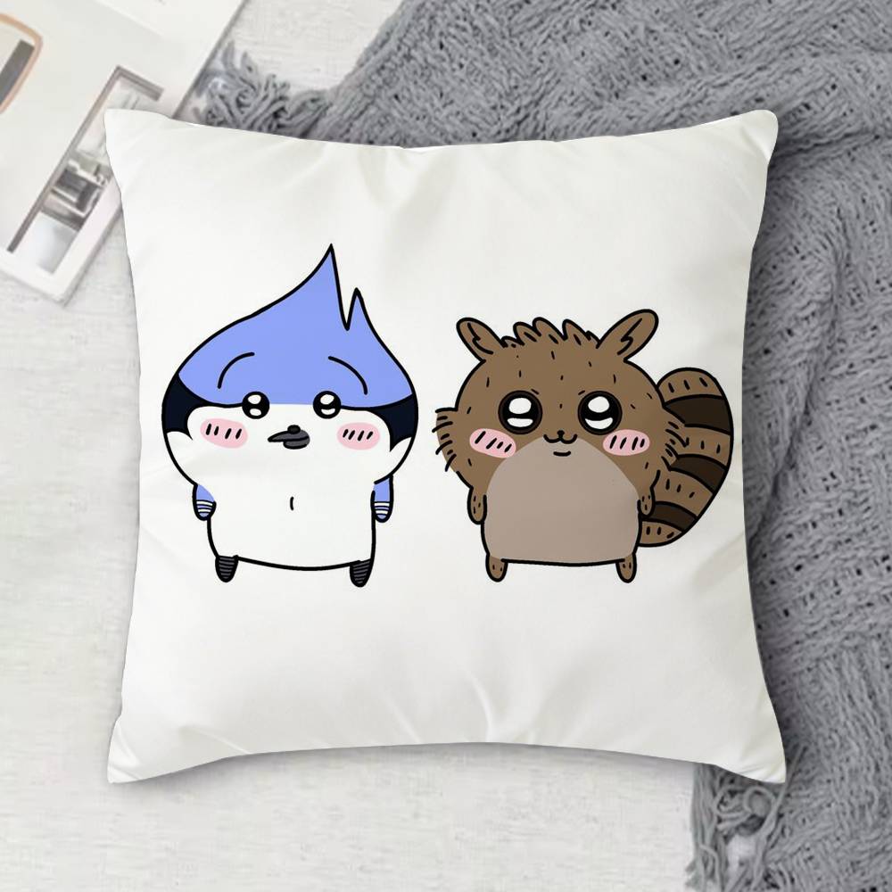 RRegular Show Doublesided Printed Square Decorative Cushion Cover for Sofa Living Room Home Decor