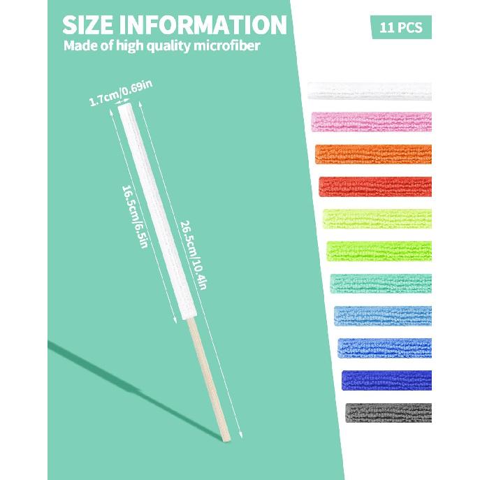 11 PCS Microfiber Detail Duster Sticks, Mini Duster Crevice Cleaning Tool For Car Air Vents, Blinds, Fans, Windows, Small Spaces, Gap Dust Cleaner