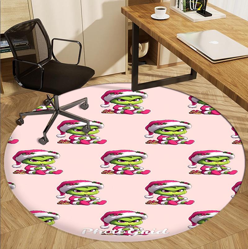 The Grinch Pattern Round Rug, Indoor/Outdoor Mat, for Picnic, Gameroom, Bedroom, Office, Living Room, Home Decor Carpet, Birthday Gift
