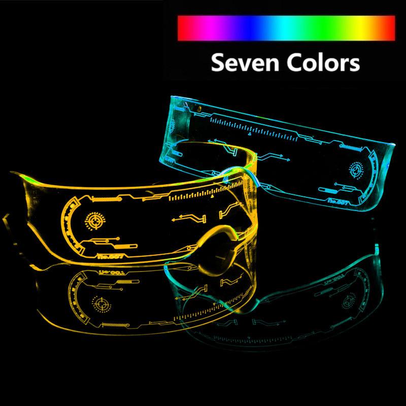 Светящиеся солнцезащитные очки со светодиодной подсветкой, винтажные очки в стиле панк для мужчин и женщин, модные вечерние рождественские красочные очки с подсветкой, солнцезащитные очки UV400