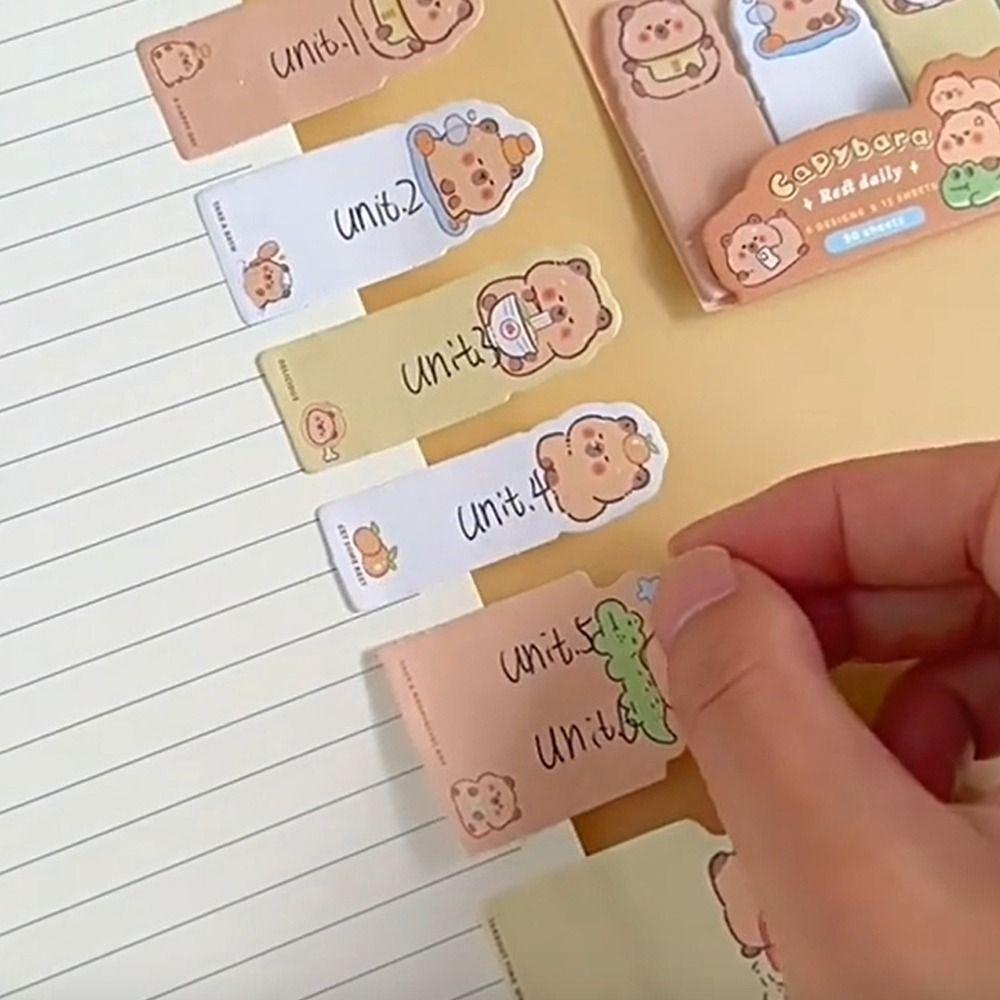 Письмо Мультяшные липучки для заметок 90 листов Блокнот для заметок Милая капибара Индексные вкладки Сменная бумага для наполнения