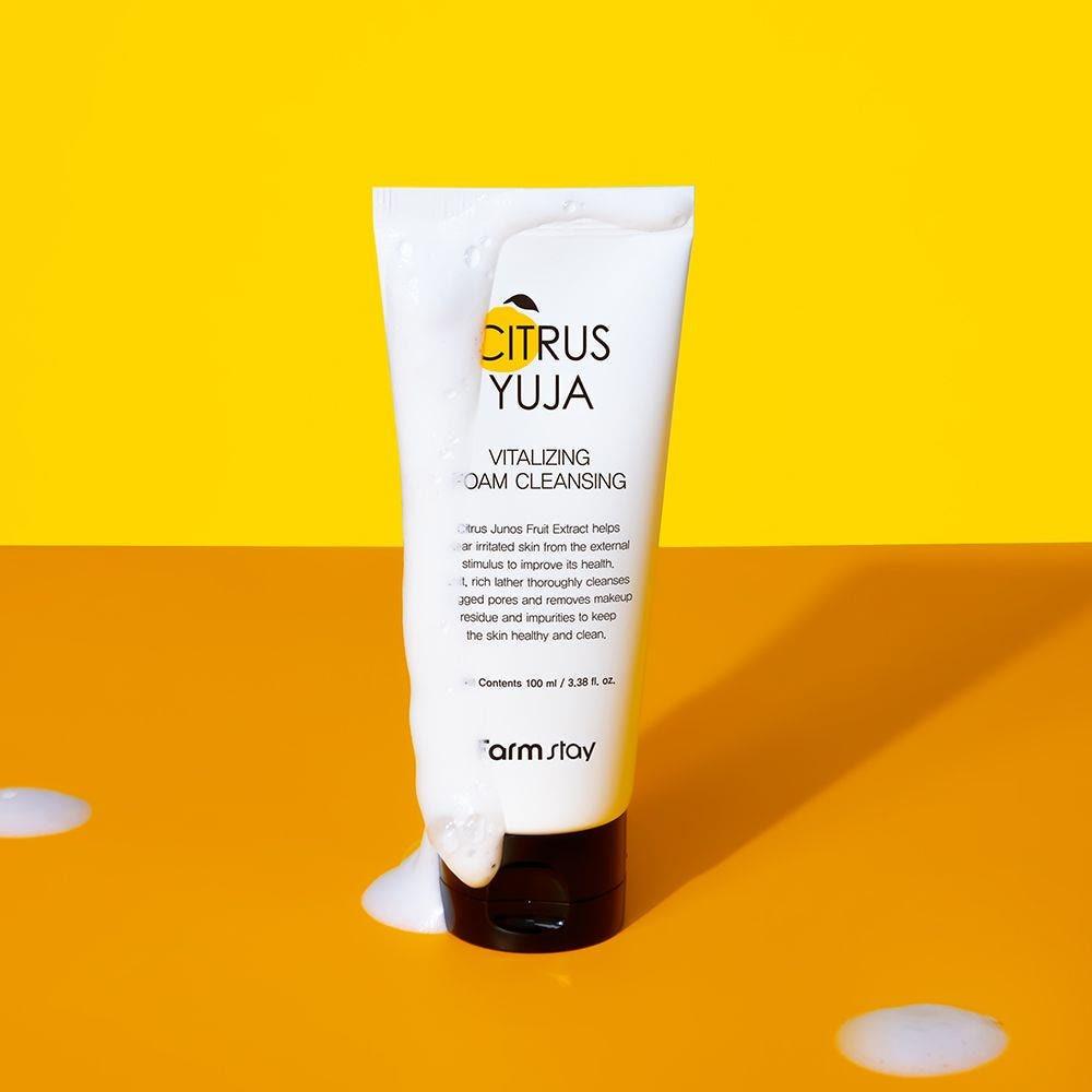 Farmstay Citrus Yuja Vitalizing Gentle Morning Facial Foam Cleanser (100ml) - Mild Cleansing & Hydrating