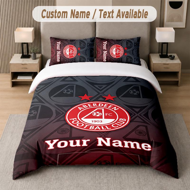 Aberdeen FC Design Bedding Set Custom Text 1 Duvet Cover & 2 Pillow Cases