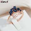 Женское обручальное кольцо Kinel с синим кристаллом и цветком