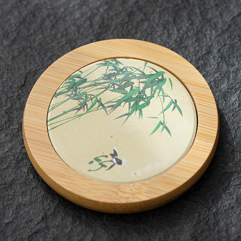 Расписанные вручную керамические подставки из бамбука, подставки под чашки для чая в виде сливы и орхидеи, теплоизоляционные водонепроницаемые нескользящие коврики для кухни