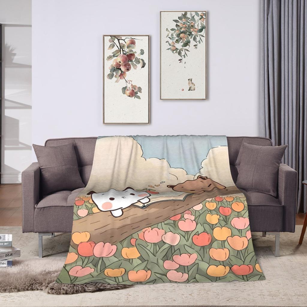 Bubu Dudu Flower Flannel Blankets Spring  Soft Warm Bedding Throws for Kids Couch Chair Novelty Bedspread Sofa Bed Cover