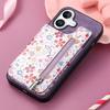 RFID Blocking Zippered Wallet Phone Case with Card Slot & Stand for iPhone Samsung Xiaomi Google Magnetic Car Mount Stylish Floral Print Phone Cover