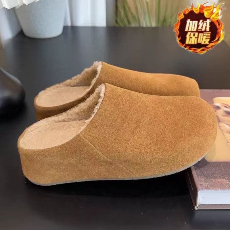 Французская сумка головка Birkenstock половина тапочек носить осень и зима новая бархатная тапочка половина одиночные туфли