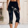 Plus Size Women Side Eyelet Webbing Slim Fit Capri Pants Stretch Casual Seven Quarter Trousers For Daily Wear