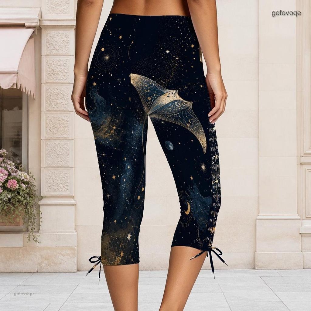 Plus Size Women Side Eyelet Webbing Slim Fit Capri Pants Stretch Casual Seven Quarter Trousers For Daily Wear