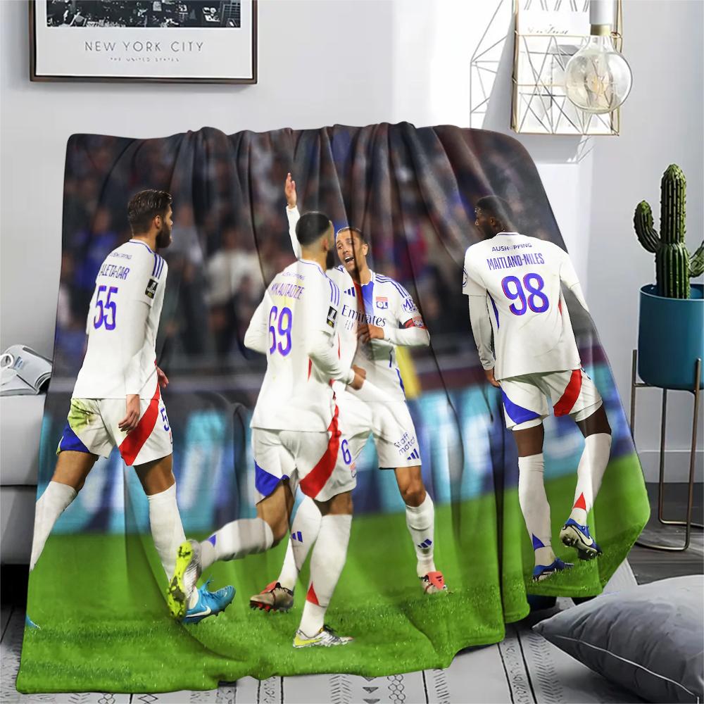 Olympique Lyonnais Football Team,pattern Flannel Blanket, High quality Comfortable for All Seasons, Home Decor, Warmth and Comfort, Perfect for Gifts.