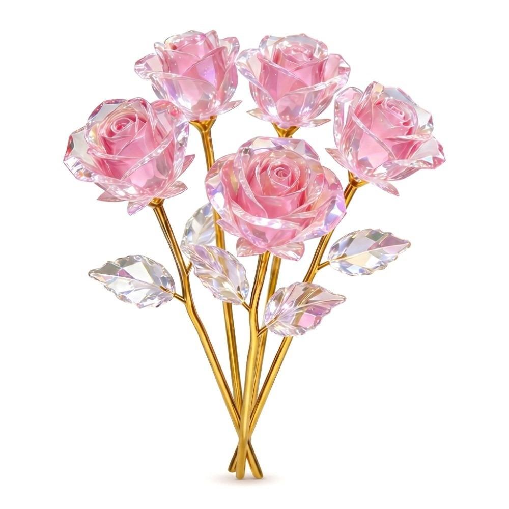 10Pcs Handcrafted Eternal Roses Large Artificial Crystal Flowers Gold Rose Gift Home Decoration