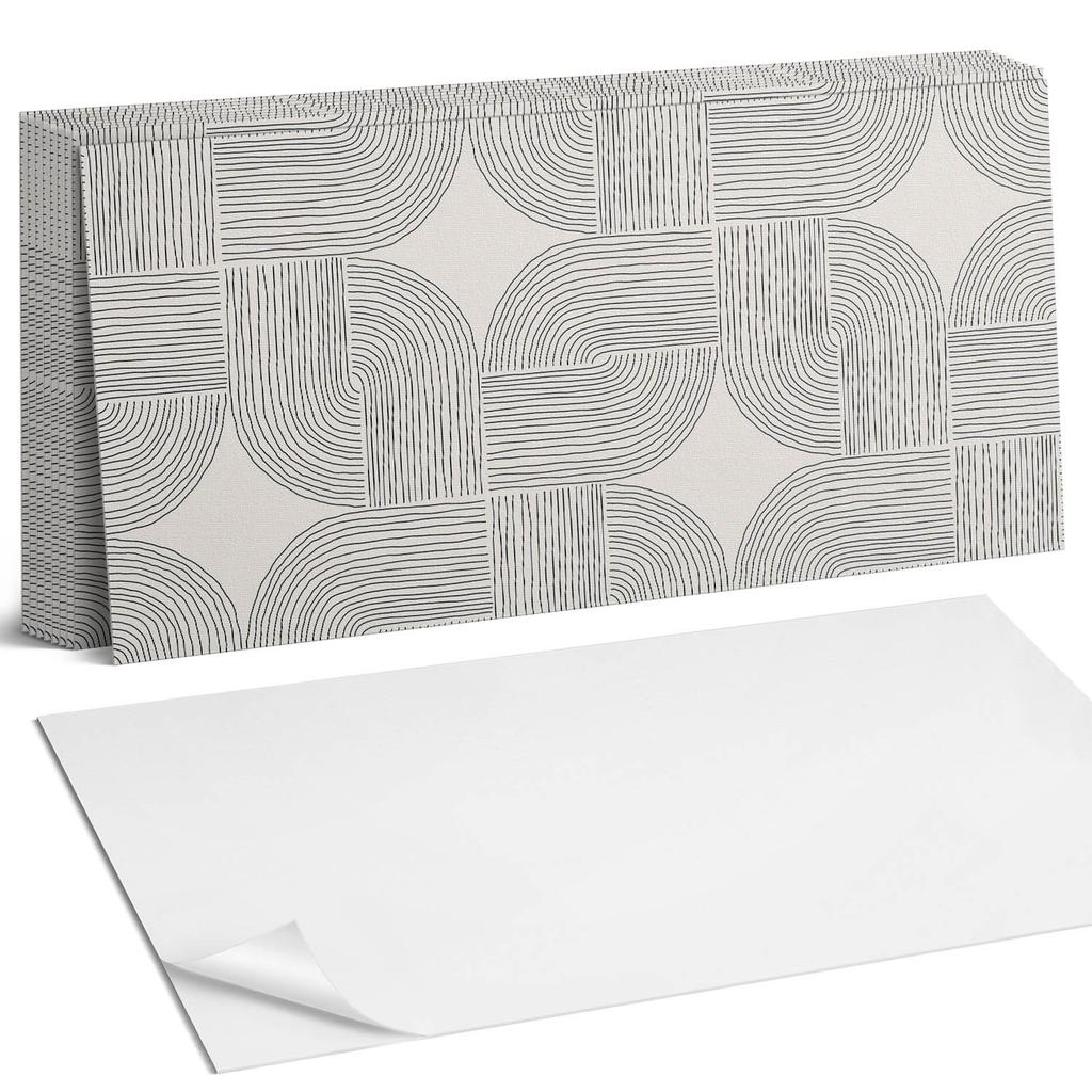 Zestaw Kafelków Winylowych Z Nadrukiem Gotowe Do Montażu Geometryczne Linie W Układzie 10X40X20 Cm