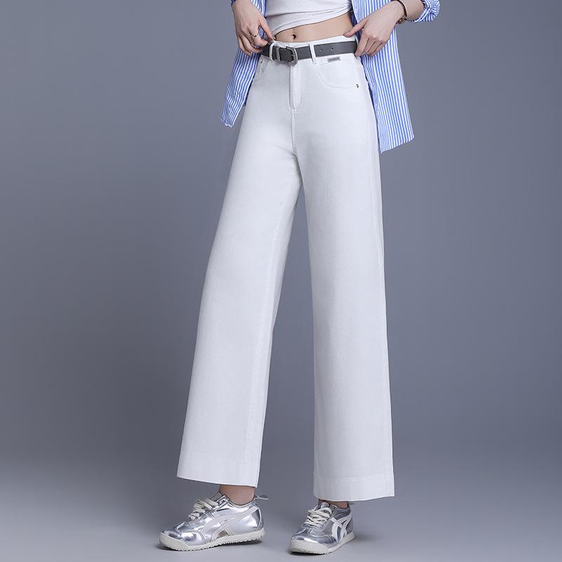 Женские джинсы с высокой посадкой, свободные, с широкими штанинами - Лето 2025, Повседневные, Прямые, Прилегающего кроя для миниатюрных размеров