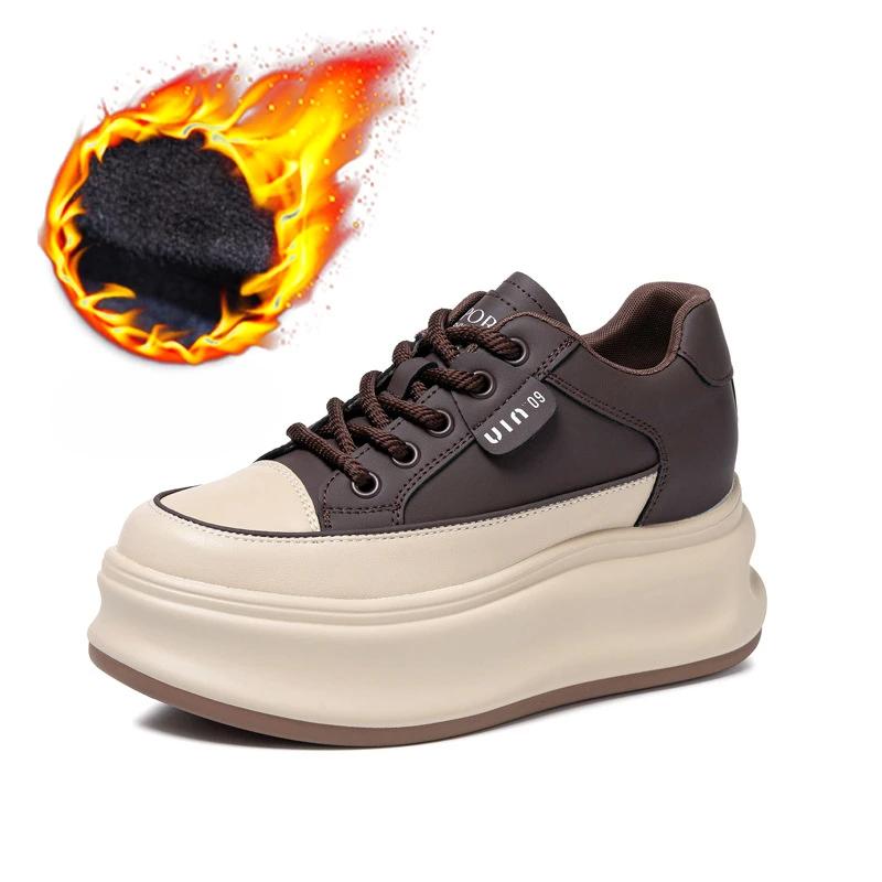 Fujin 8 см из натуральной коровьей кожи, удобные дышащие кроссовки для скейтборда на платформе, вулканизированные кроссовки с массивным скрытым каблуком